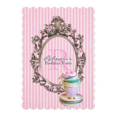 french pink stripes cupcake paris birthday party