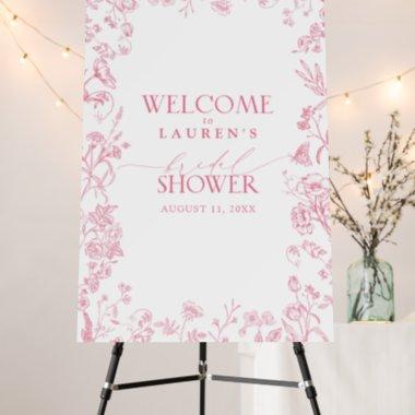 French Pink White Victorian Bridal Shower Welcome Foam Board