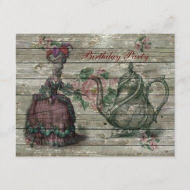 french teapot marie antoinette birthday party Invitations