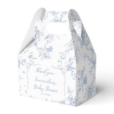 French Toile Blue Baby Shower Favor Boxes