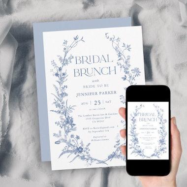 French Toile Blue Bridal Brunch Invitations