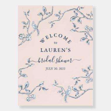 French Toile Blue & pink Bridal shower Welcome Foam Board