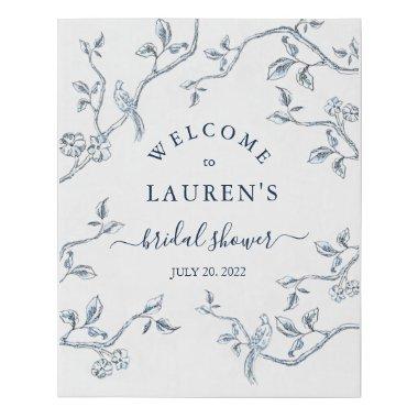 French Toile Blue & white Bridal shower Welcome Faux Canvas Print
