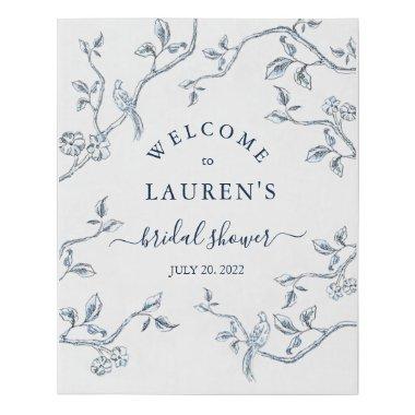 French Toile Blue & white  Welcome Faux Canvas Print