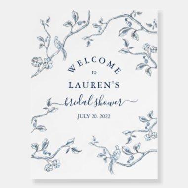 French Toile Blue & white Bridal shower Welcome Foam Board
