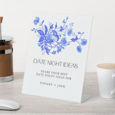 French Toile Floral  Date Night Pedestal Sign
