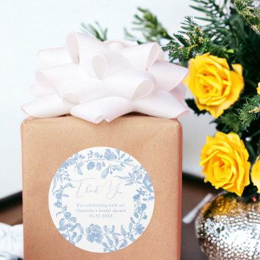 french vintage floral thank you  classic round sticker