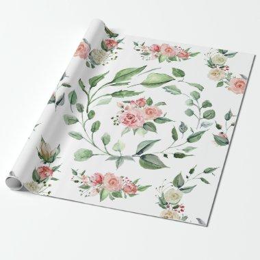 Fresh Blush PInk Bloom Wedding Wrapping Paper