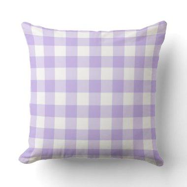 Fresh Country Lavender gingham Pattern Throw Pillow