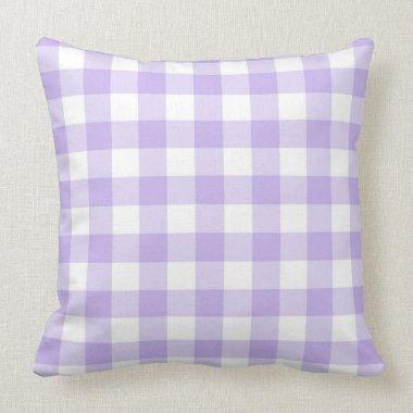 Fresh Country Lavender gingham Pattern Throw Pillow