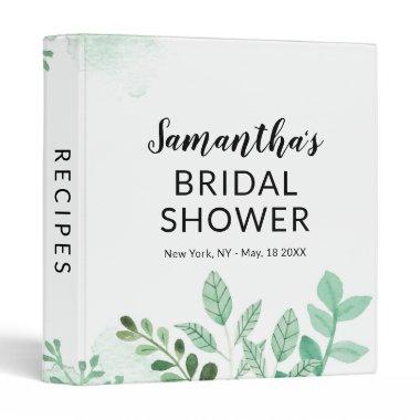 Fresh Foliage Botanical Bridal Shower Recipe Invitations 3 Ring Binder