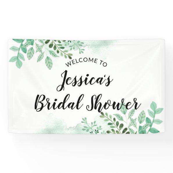 Fresh Foliage Botanical Mint Bridal Shower Welcome Banner