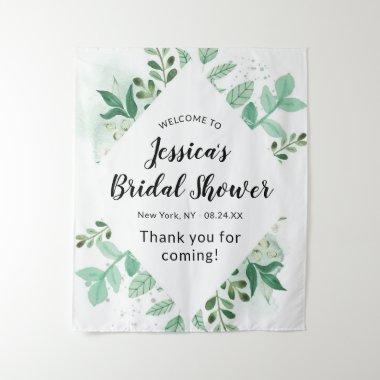 Fresh Foliage Botanical Mint Bridal Shower Welcome Tapestry