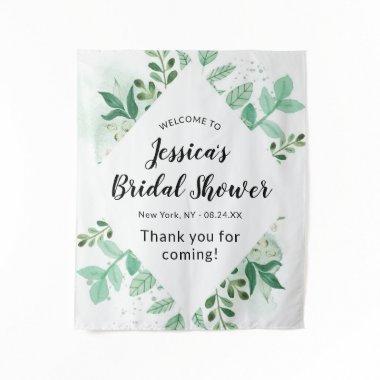 Fresh Foliage Botanical Mint Bridal Shower Welcome Tapestry