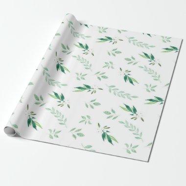 Fresh Foliage Botanical Pattern Watercolor Wedding Wrapping Paper