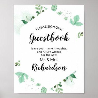 Fresh Foliage Botanical Sign Our Guestbook Sign