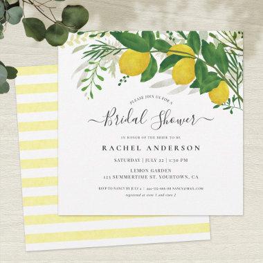Fresh Lemons and Leaves Bridal Shower Invitations