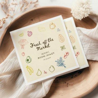 Fresh Off The Market Hand Drawn  Napkins