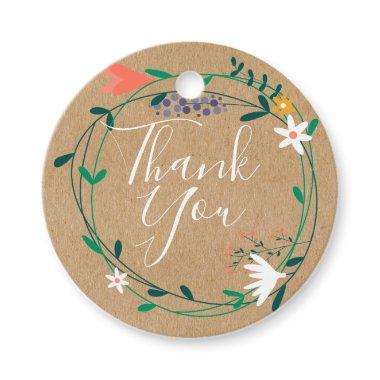 Fresh Spring Floral Garland Rustic Thank You Favor Tags