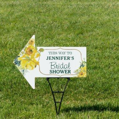 Fresh Spring Yellow Floral Bridal Shower Direction Sign
