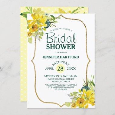 Fresh Spring Yellow Floral Bridal Shower Invitations