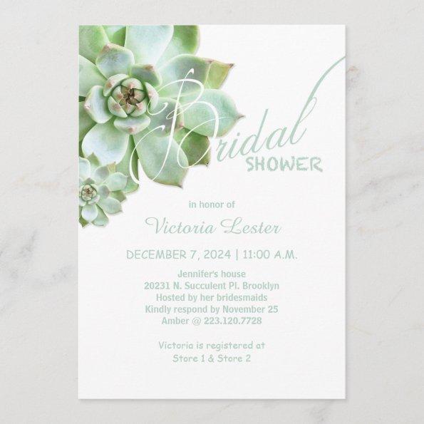 Fresh Succulent Bridal Shower Invitations