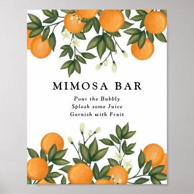 Fresh Summer Citrus Botanical Oranges Mimosa Bar Poster