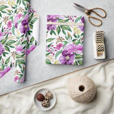 Fresh Summer Floral Watercolor Pattern Wrapping Paper