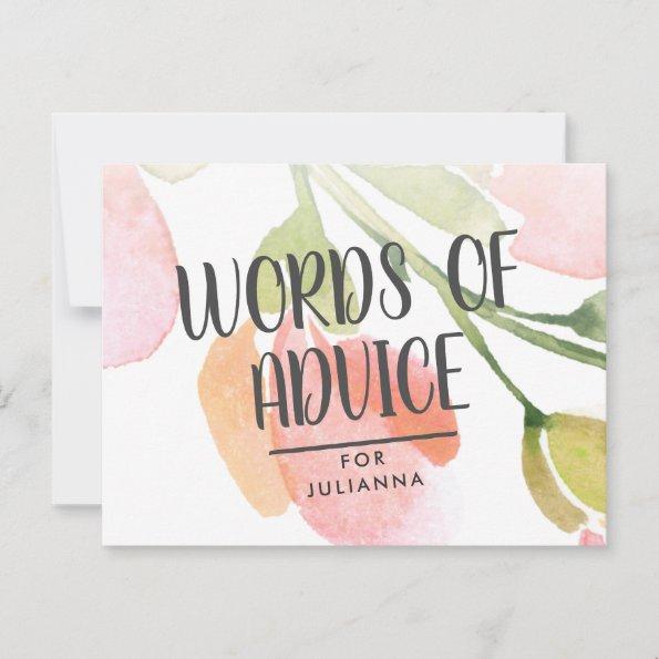 Fresh Watercolor Blooms Bridal Shower Advice Card
