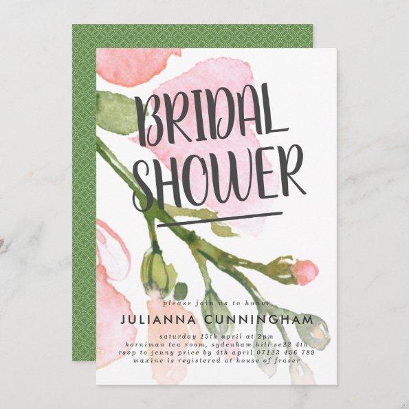 Fresh Watercolor Blooms Bridal Shower Invitations