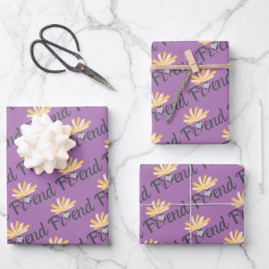 Friend Purple and Yellow Botanical Wrapping Paper