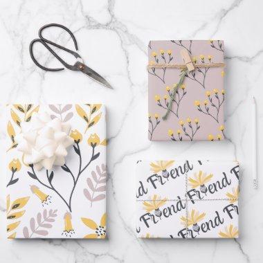 Friend Yellow Botanical Wrapping Paper Sheets