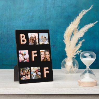 Friends black rose gold photo collage BFF Plaque