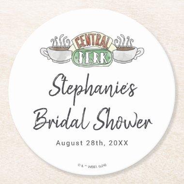 FRIENDS™ | Central Perk Watercolor Bridal Shower Round Paper Coaster