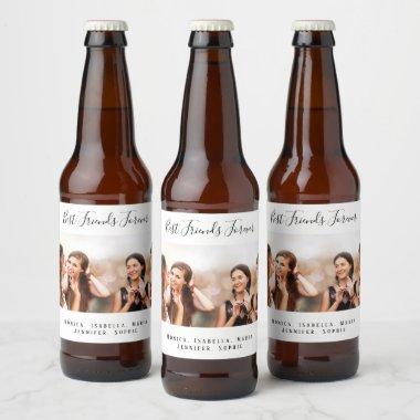 Friends forever besties photo party names beer bottle label