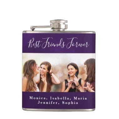 Friends forever names purple photo flask