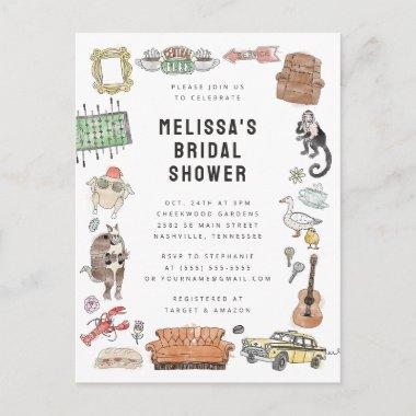 FRIENDS™ Watercolor Icons Bridal Shower PostInvitations