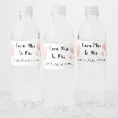 From Miss to Mrs Black and White Bridal Shower Water Bottle Label