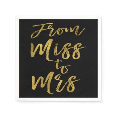 From Miss to Mrs Bridal Shower Gold Foil Script Napkins