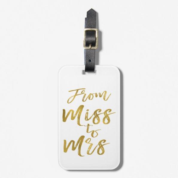 From Miss to Mrs Bridal Shower Party Gold Foil Luggage Tag