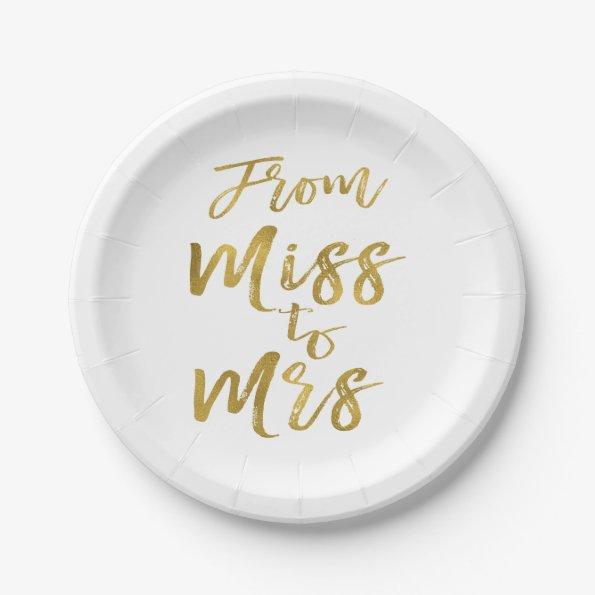 From Miss to Mrs Bridal Shower Party Gold Foil Paper Plates