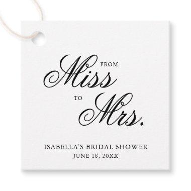 From Miss to Mrs Elegant Calligraphy Bridal Shower Favor Tags