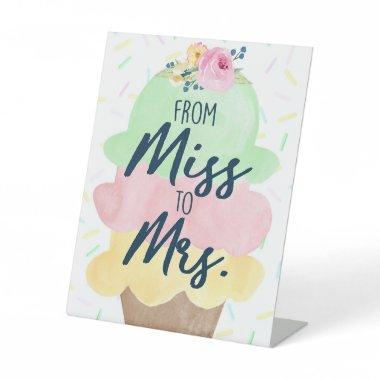 From Miss to Mrs. Ice Cream Bridal Shower Pedestal Sign