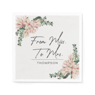 From Miss to Mrs Magnolia Blush Purple Paper Napkins