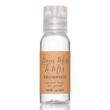 From Miss to Mrs Orange Fall  Favor Hand Sanitizer