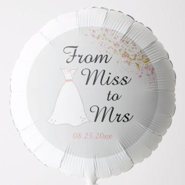 From Miss to Mrs Pink Glitter Bridal Shower Balloon