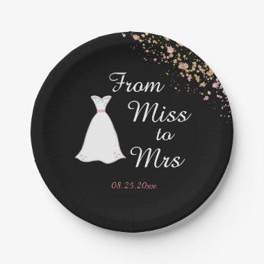 From Miss to Mrs Wedding Dress  Paper Plates