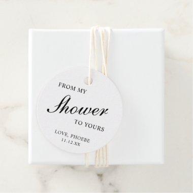 From My Shower To Yours Black White Bridal Shower Favor Tags