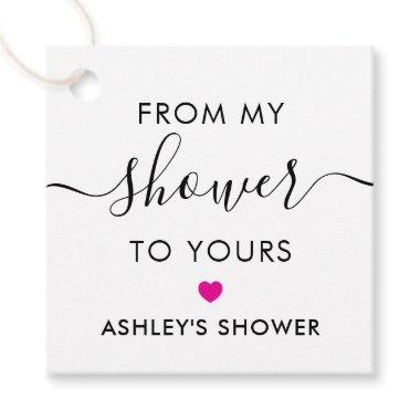 From My Shower To Yours, Bridal Shower Fuchsia Favor Tags