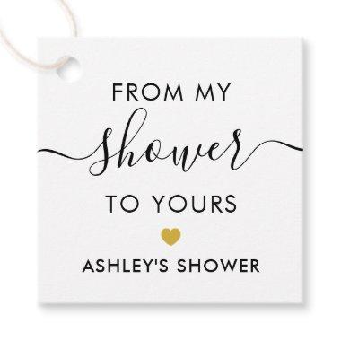 From My Shower To Yours, Bridal Shower Gold Favor Tags